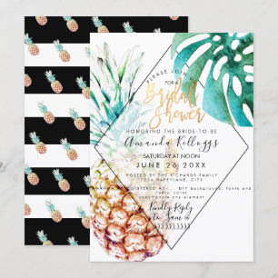 PixDezines Pineapple Bridal Shower+Monstera Invitation