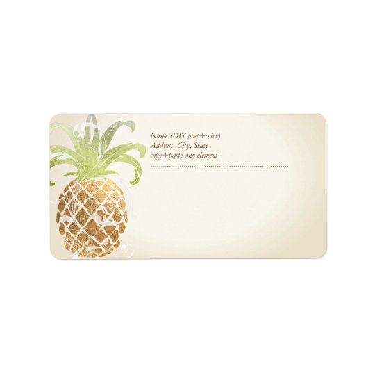 PixDezines Pineapple/Faux Gold Address Label