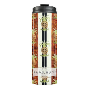 PixDezines Pineapples Faux Koa Wood Longboard Thermal Tumbler