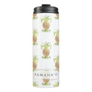 PixDezines Pineapples/Faux Metallic Gold Thermal Tumbler
