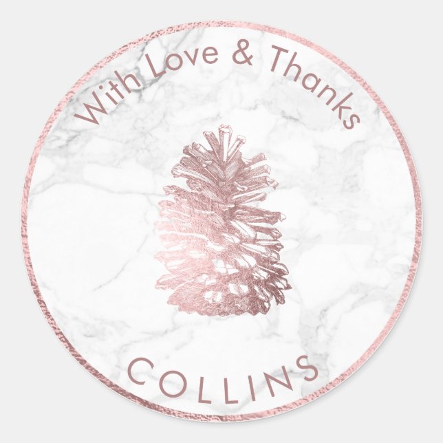 PixDezines PINECONE FAUX ROSE GOLD /DIY BACKGROUND Classic Round Sticker (Front)