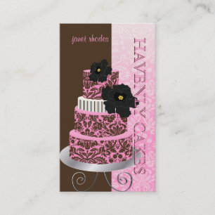 PixDezines Pink Chocolate damask cake/pâtisserie Business Card
