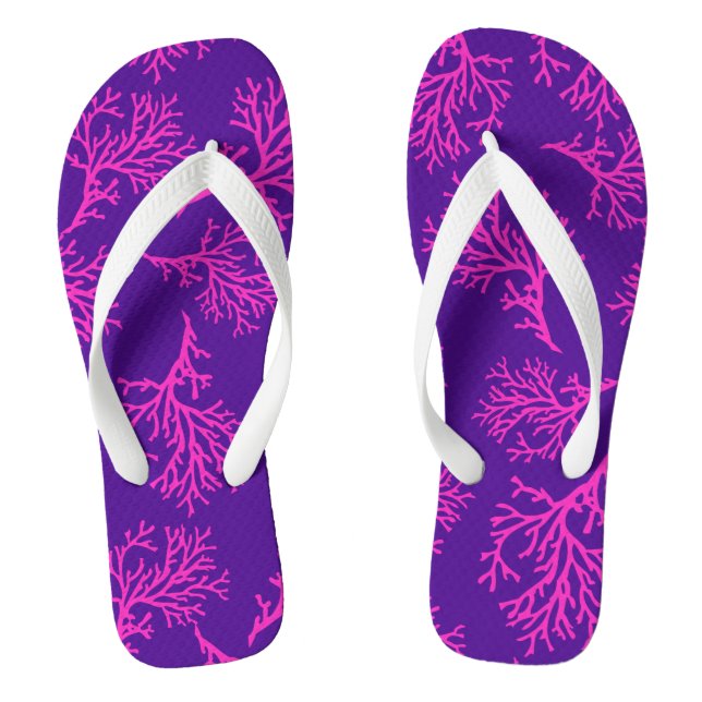 PixDezines pink corals/DIY colours Flip Flops (Footbed)