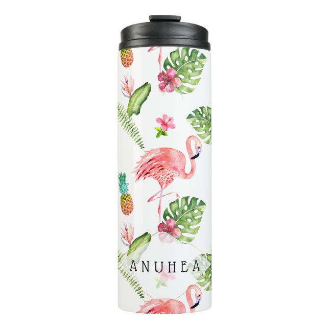 PixDezines Pink Flamingos/DIY Background Colour Thermal Tumbler (Front)