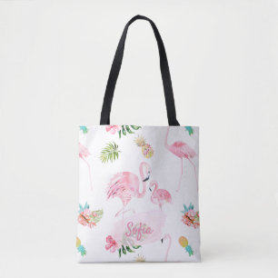 PIXDEZINES PINK FLAMINGOS FOR BABY TOTE BAG