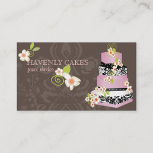 PixDezines pink fondant wedding cake/bakery Business Card