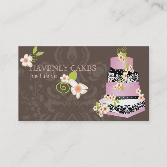 PixDezines pink fondant wedding cake/bakery Business Card (Front)