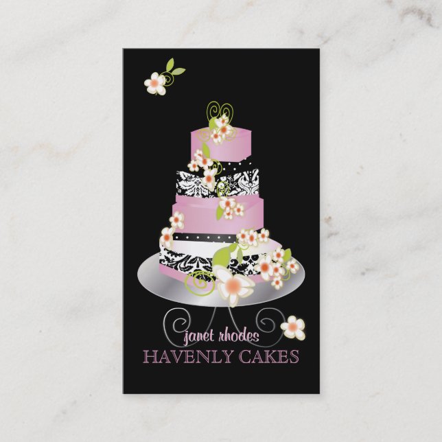 PixDezines pink fondant wedding cake/diy colour Business Card (Front)