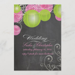 PixDezines pink+green lanterns/chalkboard Invitation