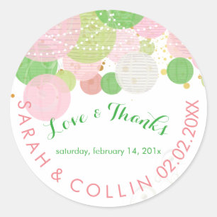 PixDezines pink/green/lanterns/diy background Classic Round Sticker