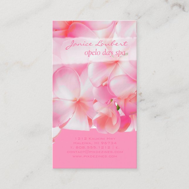 PixDezines PINK KONA PLUMERIAS Business Card (Front)