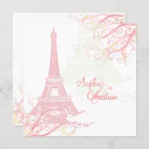 PixDezines PINK LA TOUR EIFFEL+SWIRLS Invitation
