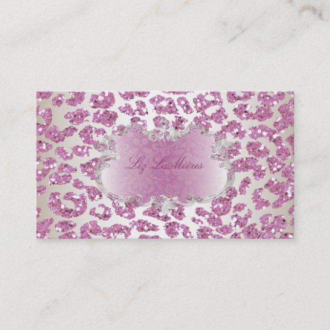 PixDezines pink leopard/champagne Business Card (Front)