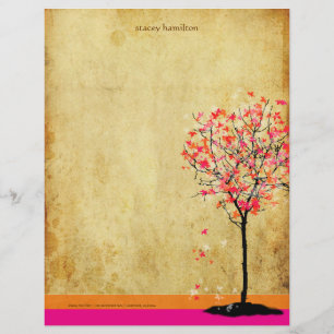 PixDezines Pink Maple Tree Personalised Letterhead