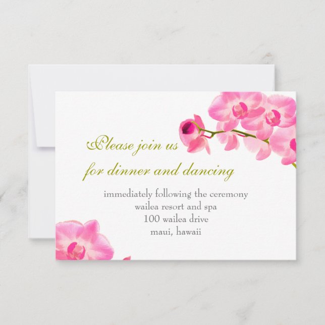PixDezines pink maui orchids/reception cards (Front)