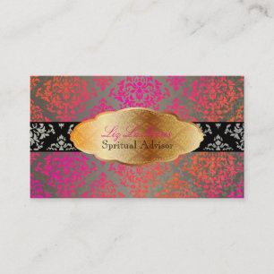 PixDezines pink+orange Josephine Damask/DIY colour Business Card