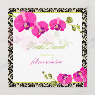 PixDezines pink orchid+olivia damask/bridal brunch Invitation