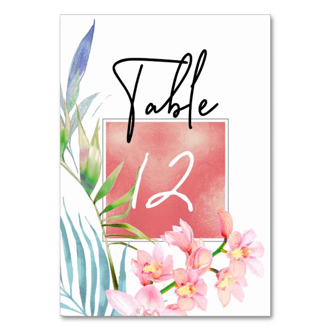 PixDezines Pink Orchid Table Nos. Table Number (Back)