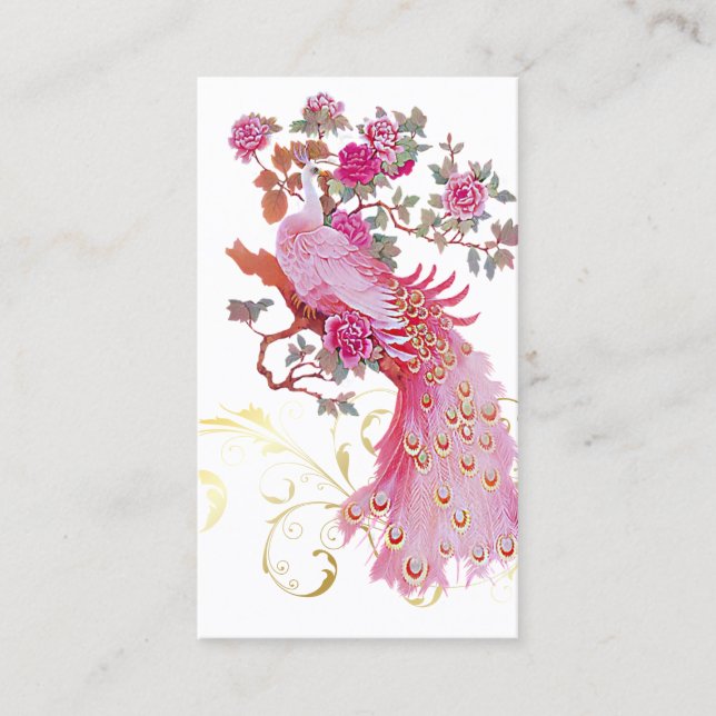 PixDezines pink peacock/diy background colour Business Card (Front)