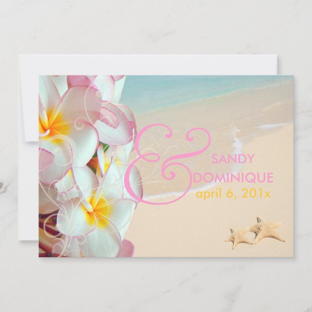 PixDezines Pink Plumeria+swirls/tropical wedding Invitation (Front)