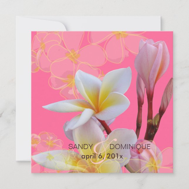 PixDezines Pink Plumeria Wedding Invitations (Front)