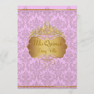 PixDezines pink rossi damask/diy background colour Invitation