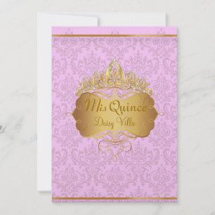 PixDezines pink rossi damask/diy background colour Invitation