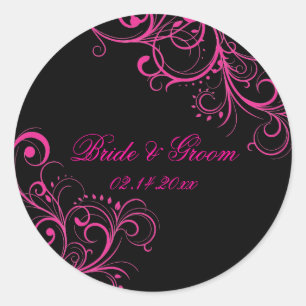 PixDezines Pink Swirls/DIY background colour! Classic Round Sticker