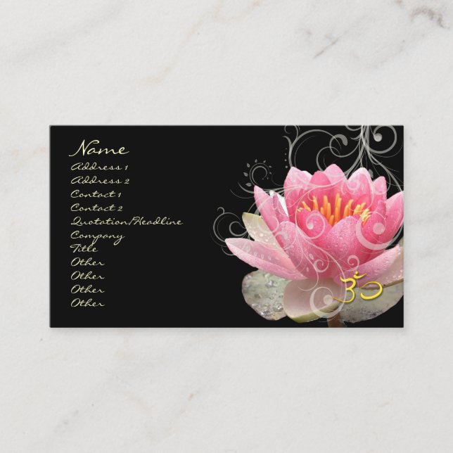 PixDezines pink water lily + pearly swirls Business Card (Front)