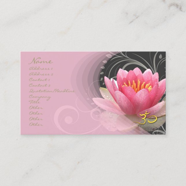 PixDezines pink water lily + pearly swirls Business Card (Front)