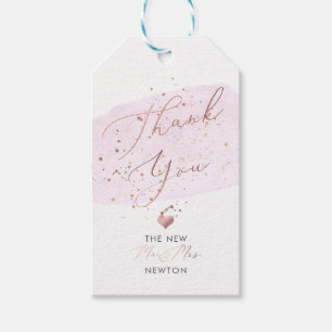 PixDezines Pink Watercolor+Champagne Bubbles Tx U Gift Tags