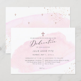 PixDezines Pink Watercolor Dedication Invitation