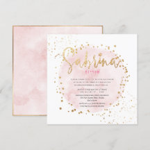 PixDezines Pink Watercolor Gold Dust Bat Mitzvah