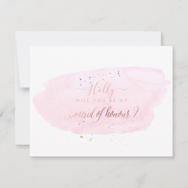 PixDezines Pink Watercolor Will Maid of Honour Invitation (Front)