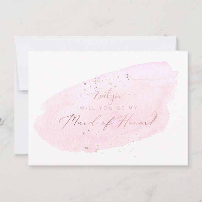 PixDezines Pink Watercolor Will Maid of Honour Invitation (Front)