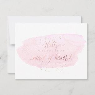 PixDezines Pink Watercolor Will Maid of Honour Invitation