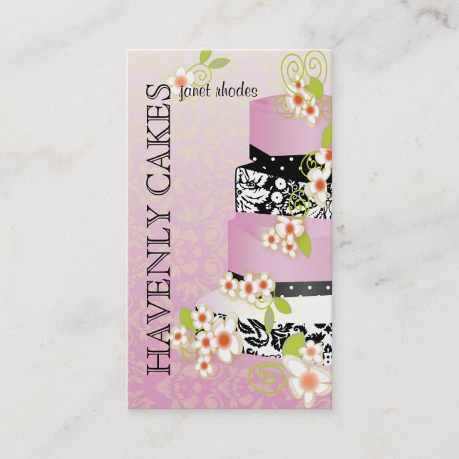PixDezines pink wedding cake/bakery/diy background Business Card (Front)