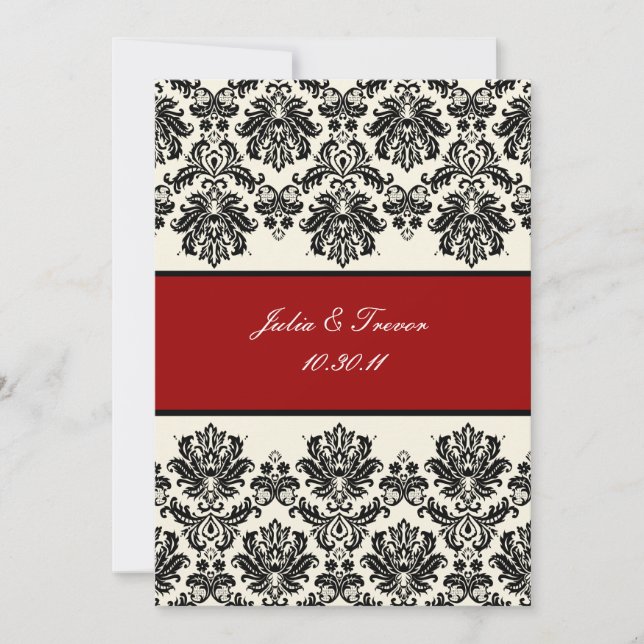 PixDezines Piqué Damask/Black+Off White/diy colour Invitation (Front)