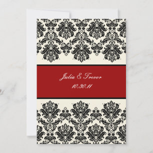 PixDezines Piqué, Damask / Black + Off White Invitation