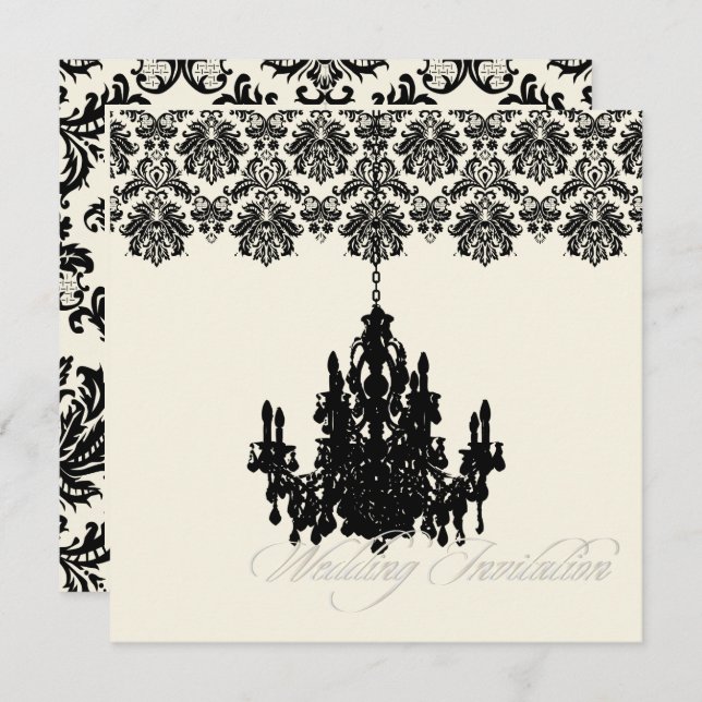 PixDezines Piqué Damask + Chandelier Invitation (Front/Back)