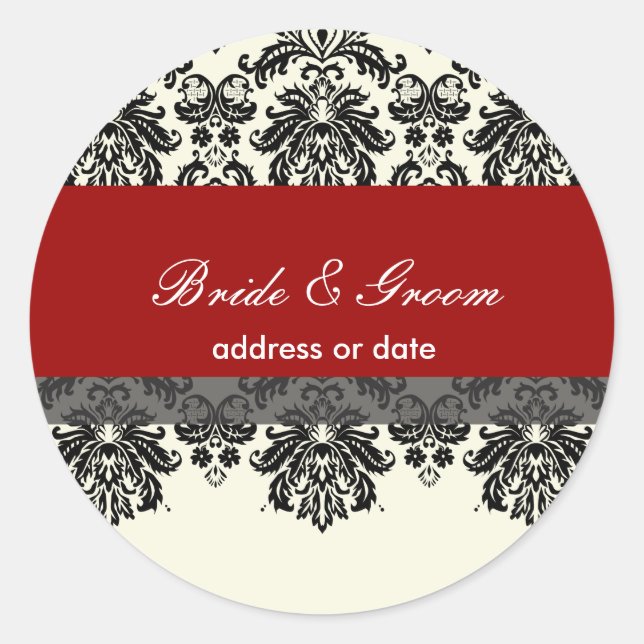 PixDezines Piqué Damask/DIY colour Classic Round Sticker (Front)