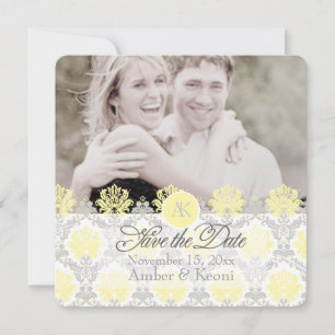 PixDezines pique damask/yellow/grey Save The Date