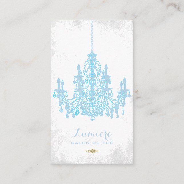 PixDezines placid blue chandelier/DIY colour Business Card (Front)
