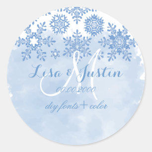 PixDezines placid blue snowflakes/DIY Classic Round Sticker