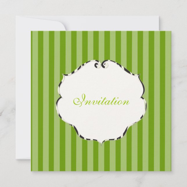 PixDezines plain stripes/diy colour/green Invitation (Front)