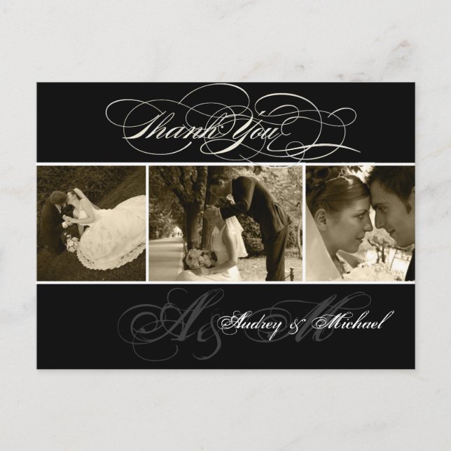 PixDezines Plain Wedding Photos Thank you Postcard (Front)