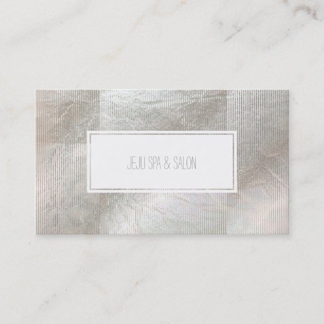 PixDezines platinum stripes/faux silver Business Card (Front)