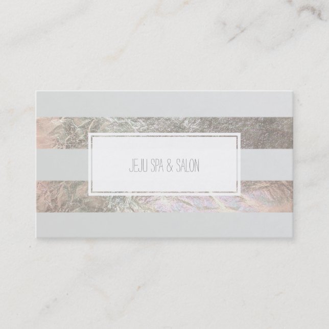 PixDezines platinum stripes/faux silver Business Card (Front)