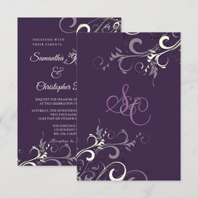 PixDezines PLUM/CREAM SWIRLS/DIY Background Invitation (Front/Back)