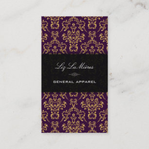 PixDezines Plum+Gold Arianna Vintage Damask Business Card